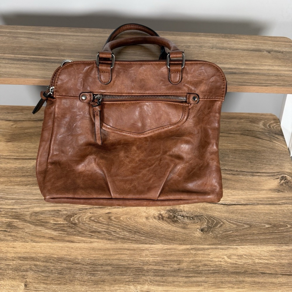 Bueno Faux Leather Tote Handbag MED BROWN Snap Shoulder Bag Purse Wear